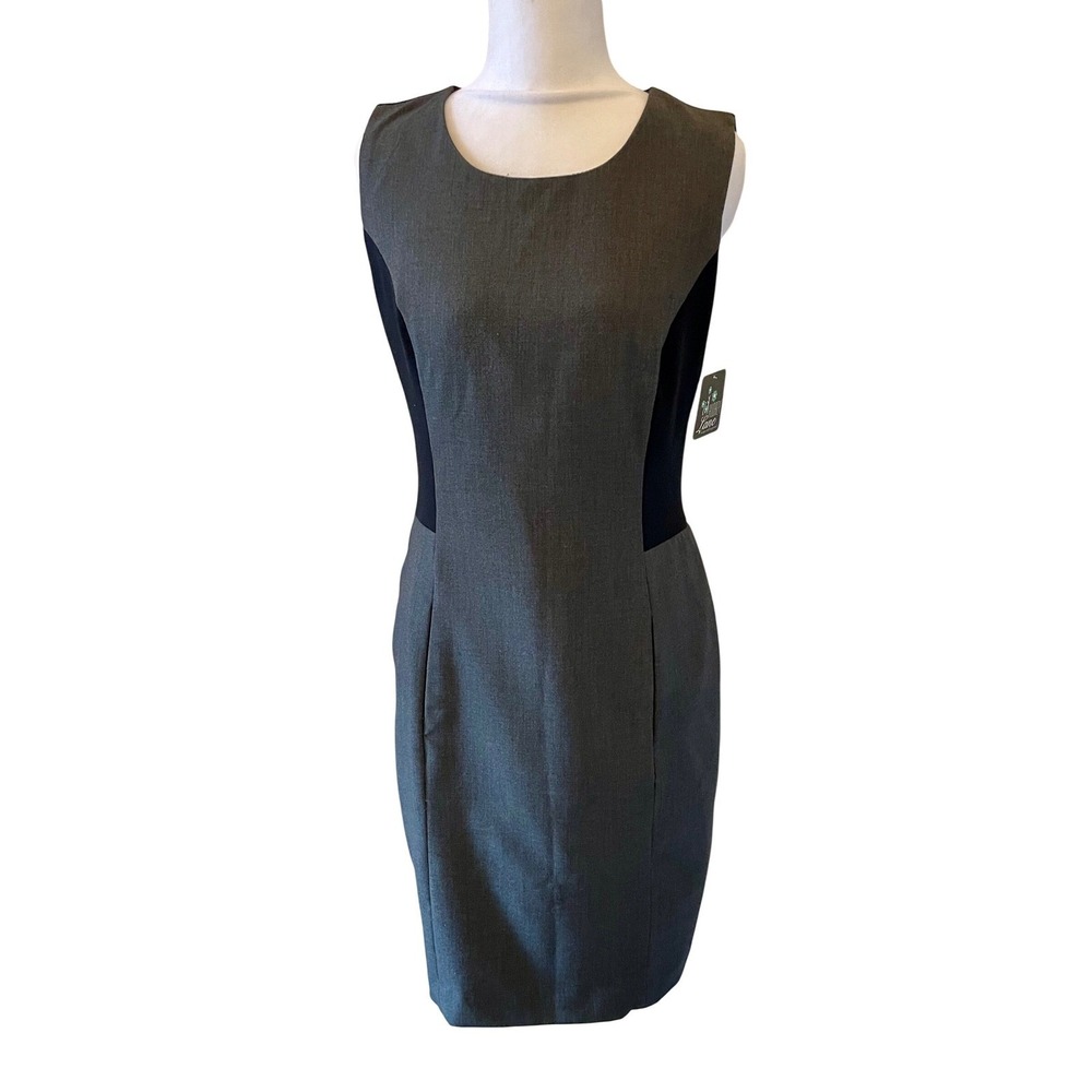 Calvin‎ Klein Sheath Dress Sleeveless Career Workwear Black Gray Size 6